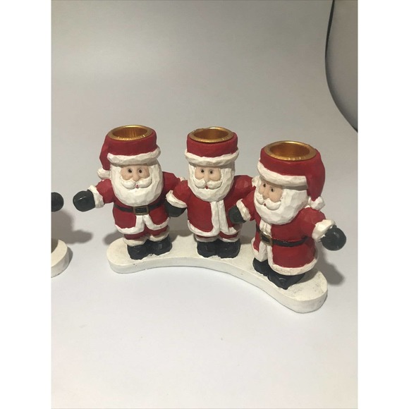 VINTAGE RESIN SANTA CANDLE HOLDERS SET OF 2 - Picture 3 of 6